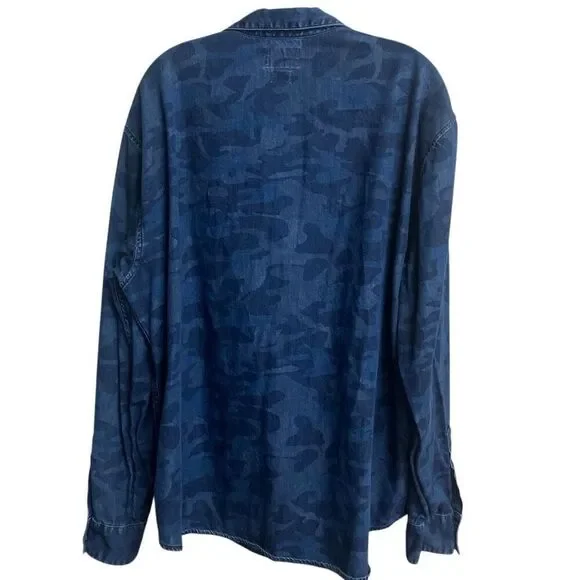 Lucky brand “California fit” camouflage denim pocket button up XXL #701 - Picture 2 of 9